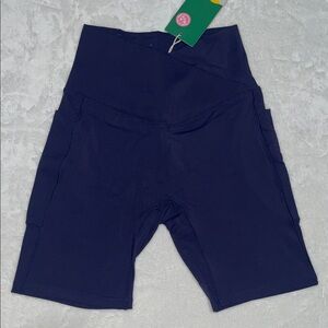 Halara High-Waist Navy Blue Women’s Crossover Biker Shorts